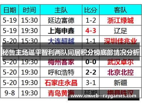 秘鲁主场逼平智利两队同居积分榜底部情况分析